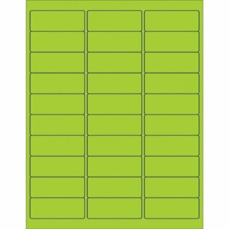 BSC PREFERRED 2 5/8 x 1'' Fluorescent Green Removable Rectangle Laser Labels, 3000PK S-14074G